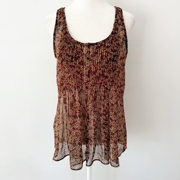 Vintage Womens Y2K Sheer Floral Tank Top Medium Fairy Grunge Dark Romance Boho - Picture 1 of 7